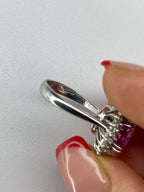 Pink Tourmaline & Diamond Halo Ring in White Gold