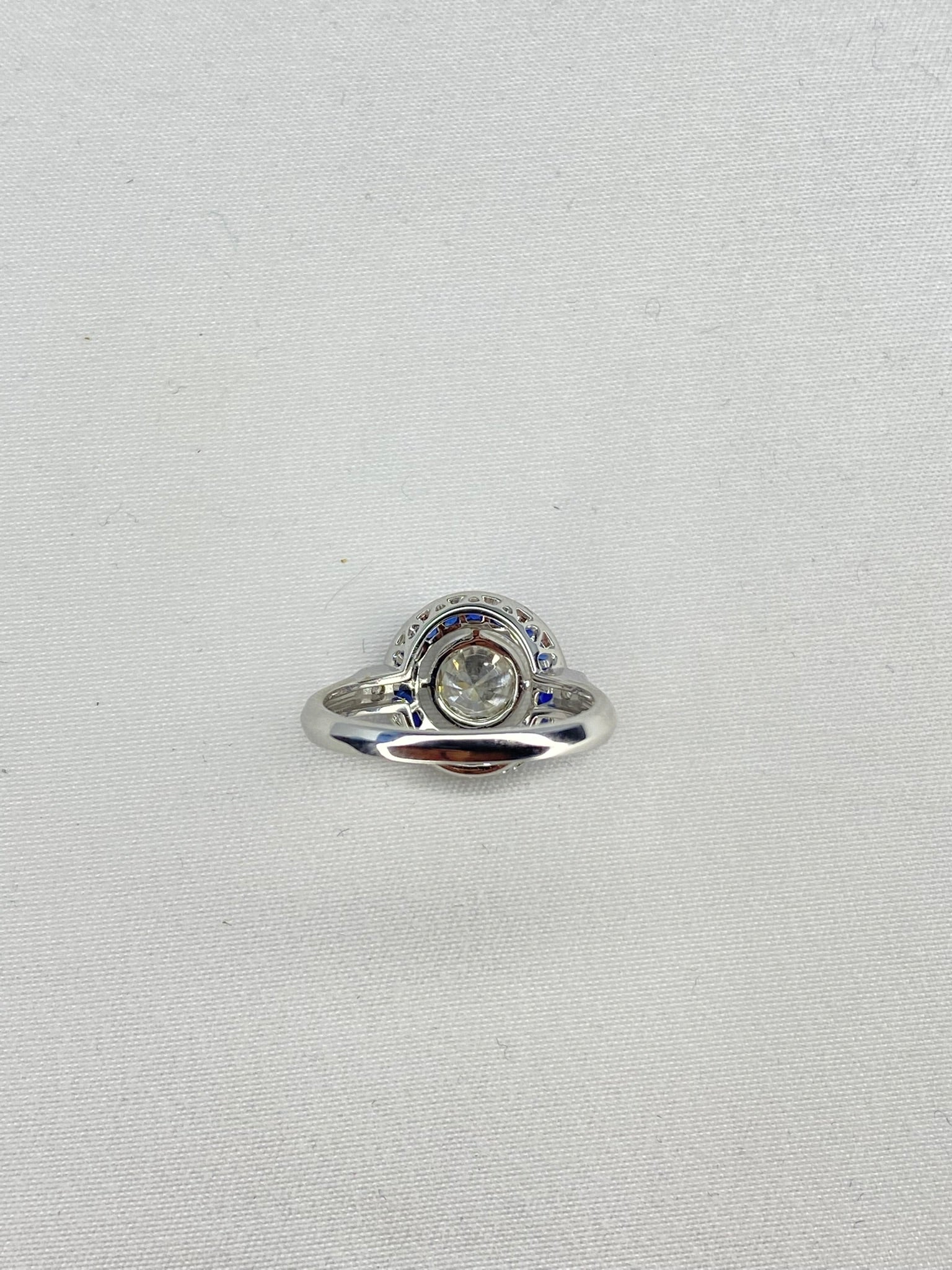 Art Deco Style Diamond & Sapphire Ring | 0.70ct G VS2 Diamond | 18K Gold