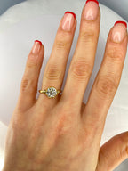 1.84ct Old Mine Cut Diamond Bamboo Solitaire Engagement Ring | 18K Yellow Gold