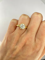 1.84ct Old Mine Cut Diamond Bamboo Solitaire Engagement Ring | 18K Yellow Gold