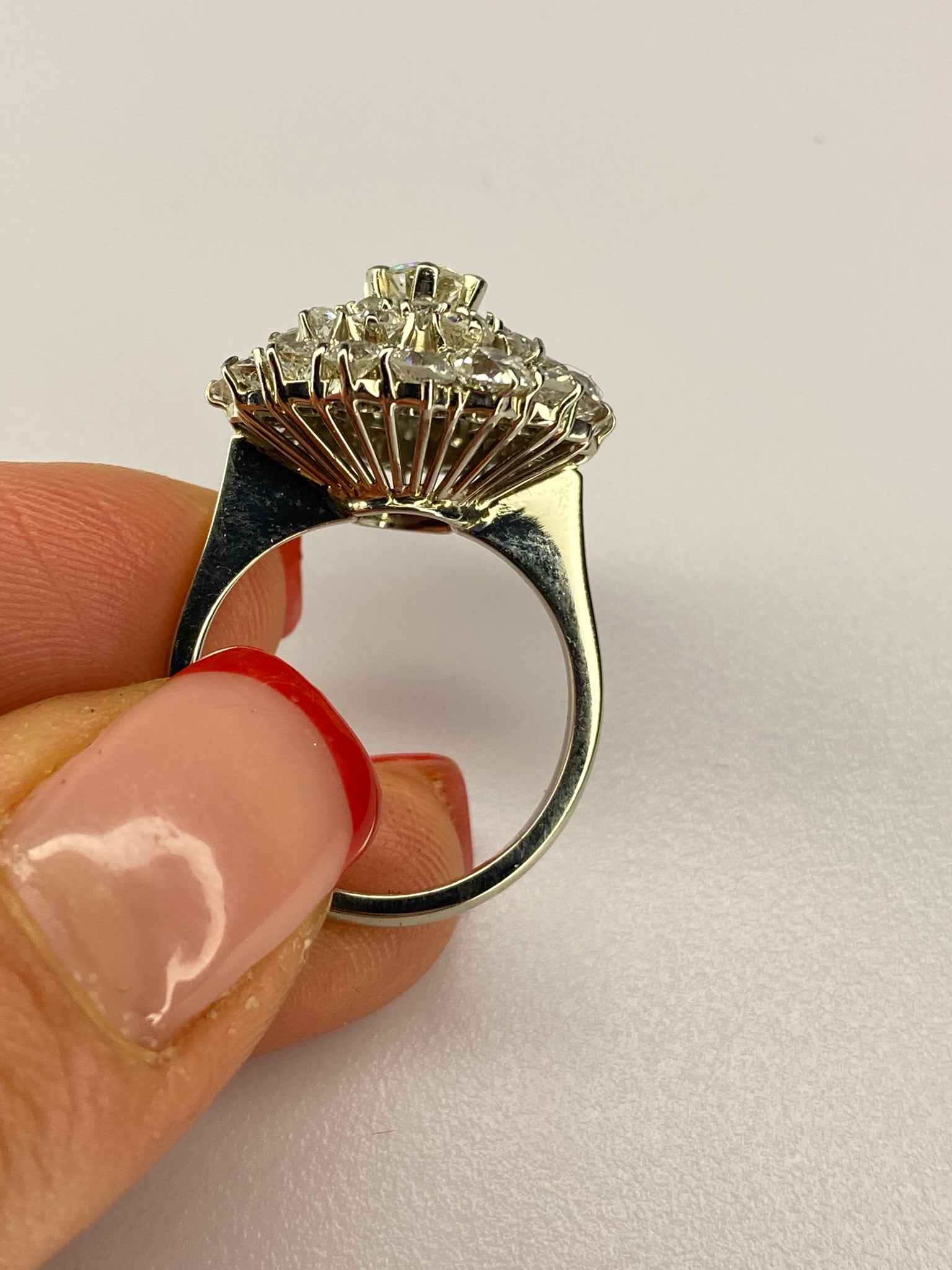 2.50ct Diamond Explosion Cluster Ring | 18K White Gold Statement Ring