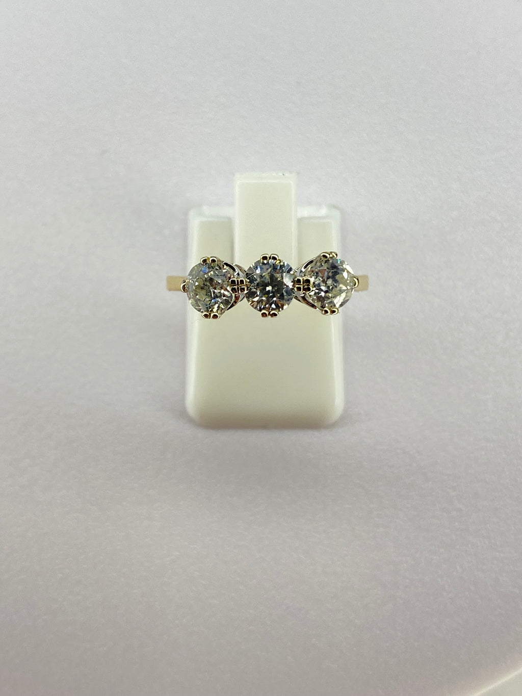 Old Mine Cut Diamond Three Stone Ring | 1.50ct Total | 18K Yellow Gold