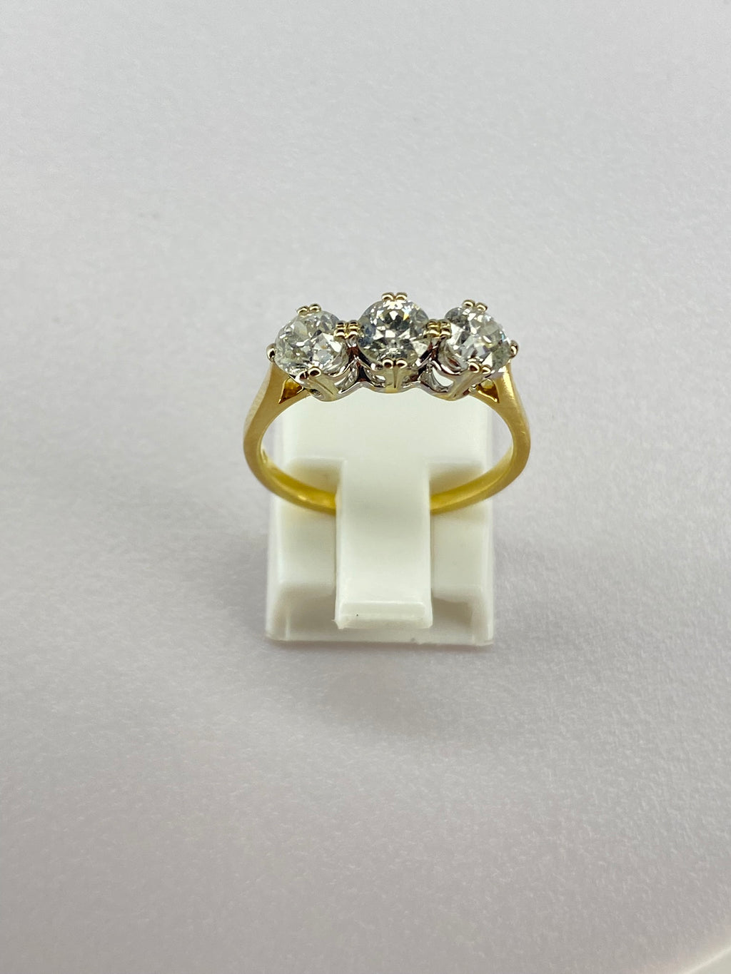 Old Mine Cut Diamond Three Stone Ring | 1.50ct Total | 18K Yellow Gold