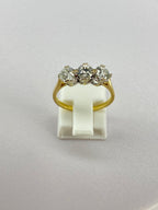 Old Mine Cut Diamond Three Stone Ring | 1.50ct Total | 18K Yellow Gold