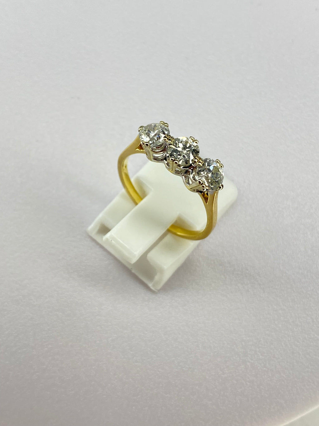 Old Mine Cut Diamond Three Stone Ring | 1.50ct Total | 18K Yellow Gold