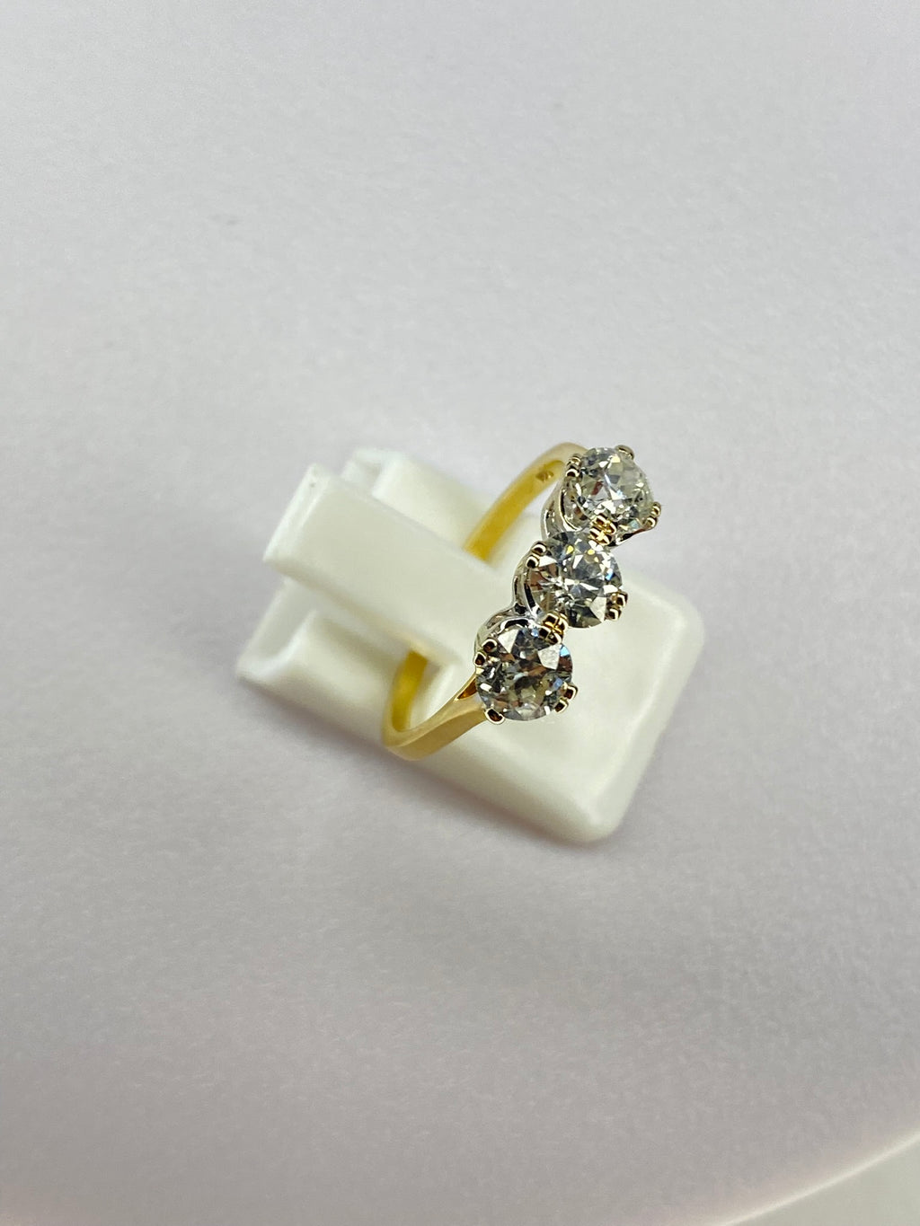 Old Mine Cut Diamond Three Stone Ring | 1.50ct Total | 18K Yellow Gold