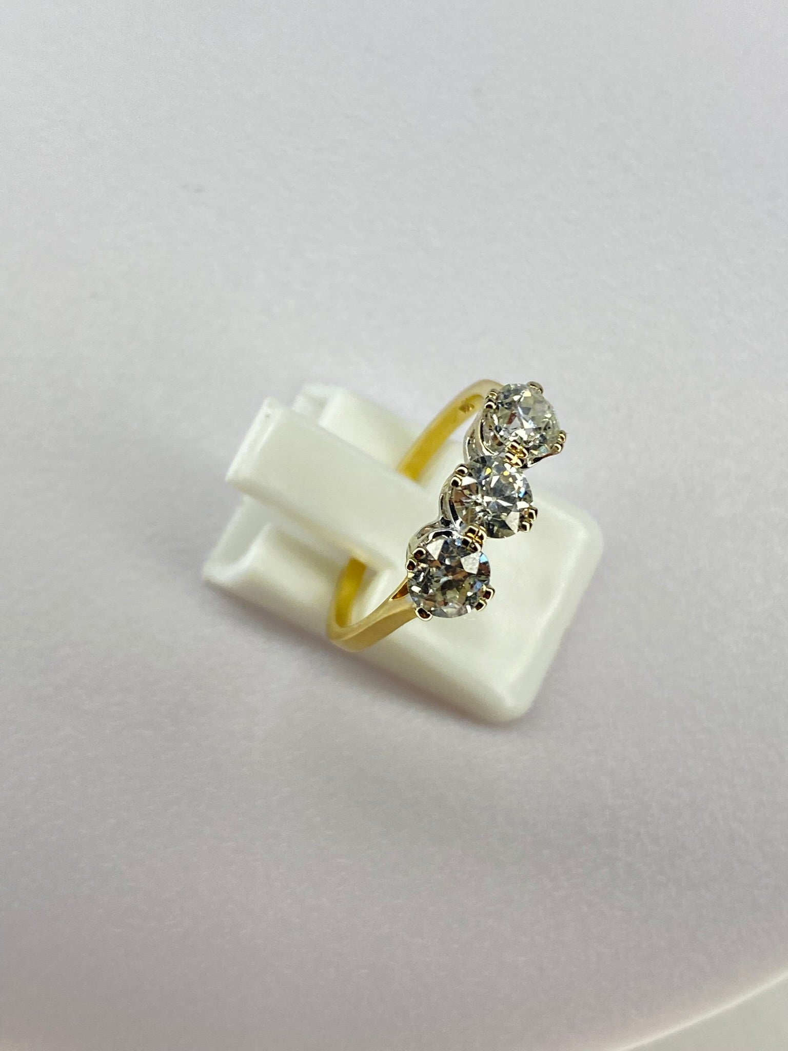 Old Mine Cut Diamond Three Stone Ring | 1.50ct Total | 18K Yellow Gold