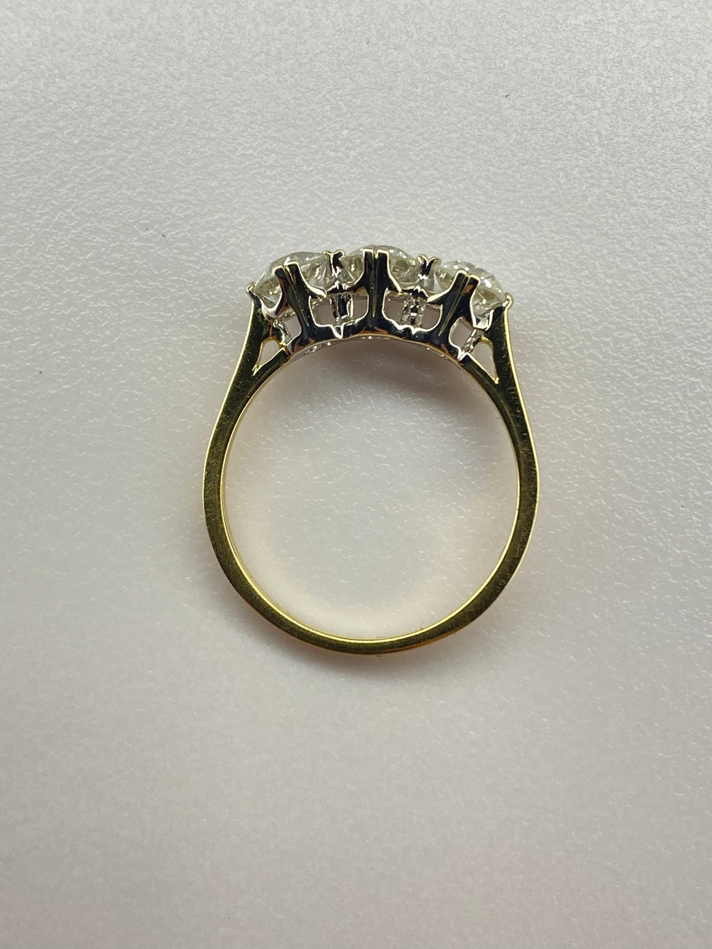 Old Mine Cut Diamond Three Stone Ring | 1.50ct Total | 18K Yellow Gold