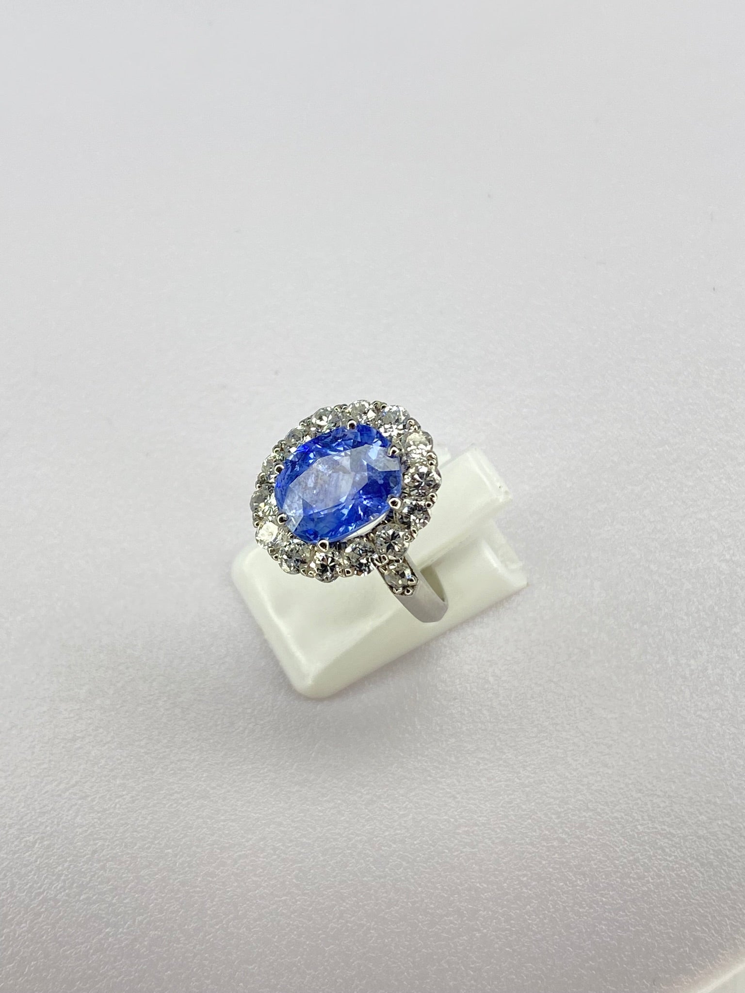 4.39ct Sapphire & Diamond Cluster Ring | Platinum Vintage Statement Ring