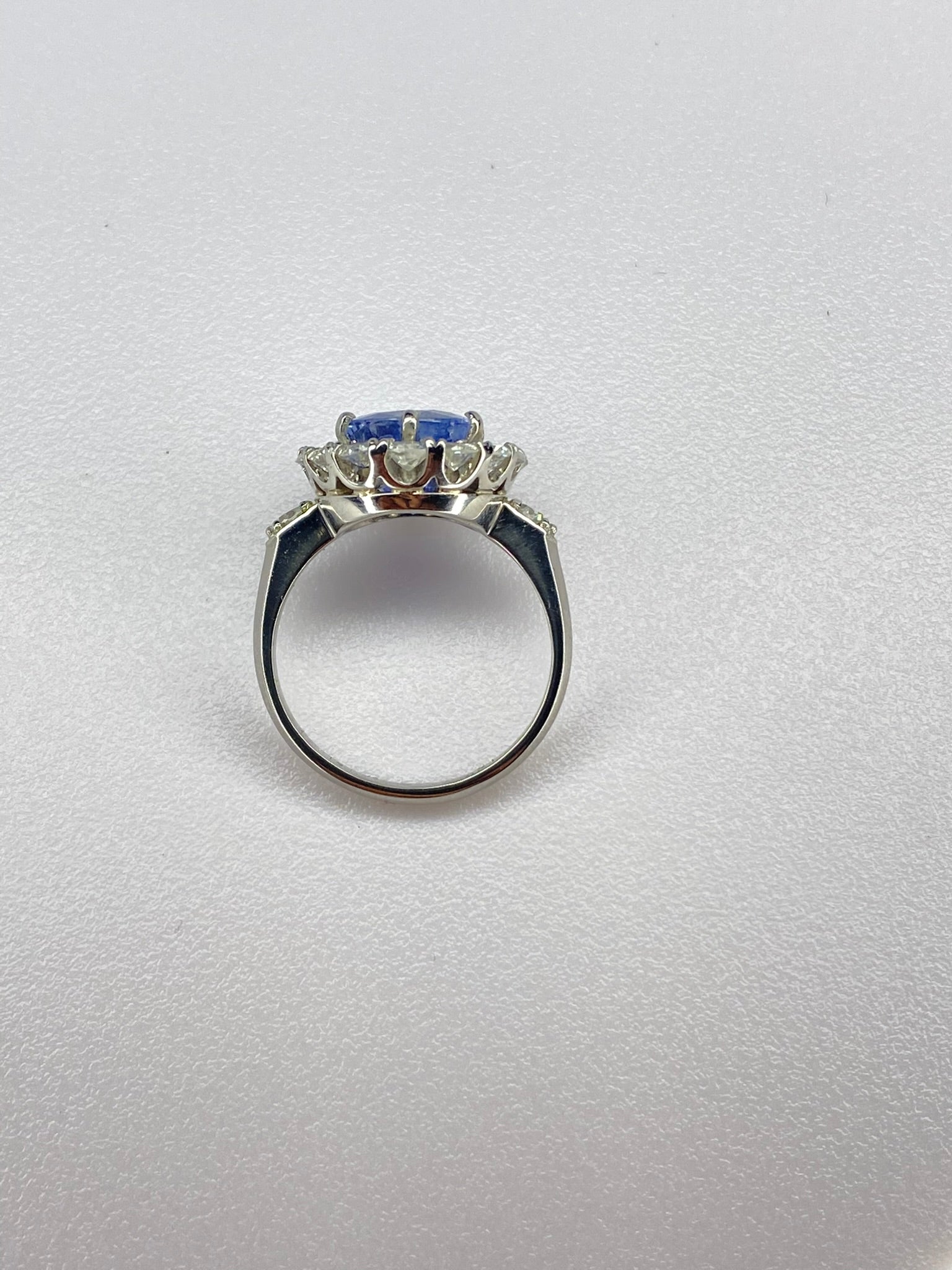 4.39ct Sapphire & Diamond Cluster Ring | Platinum Vintage Statement Ring