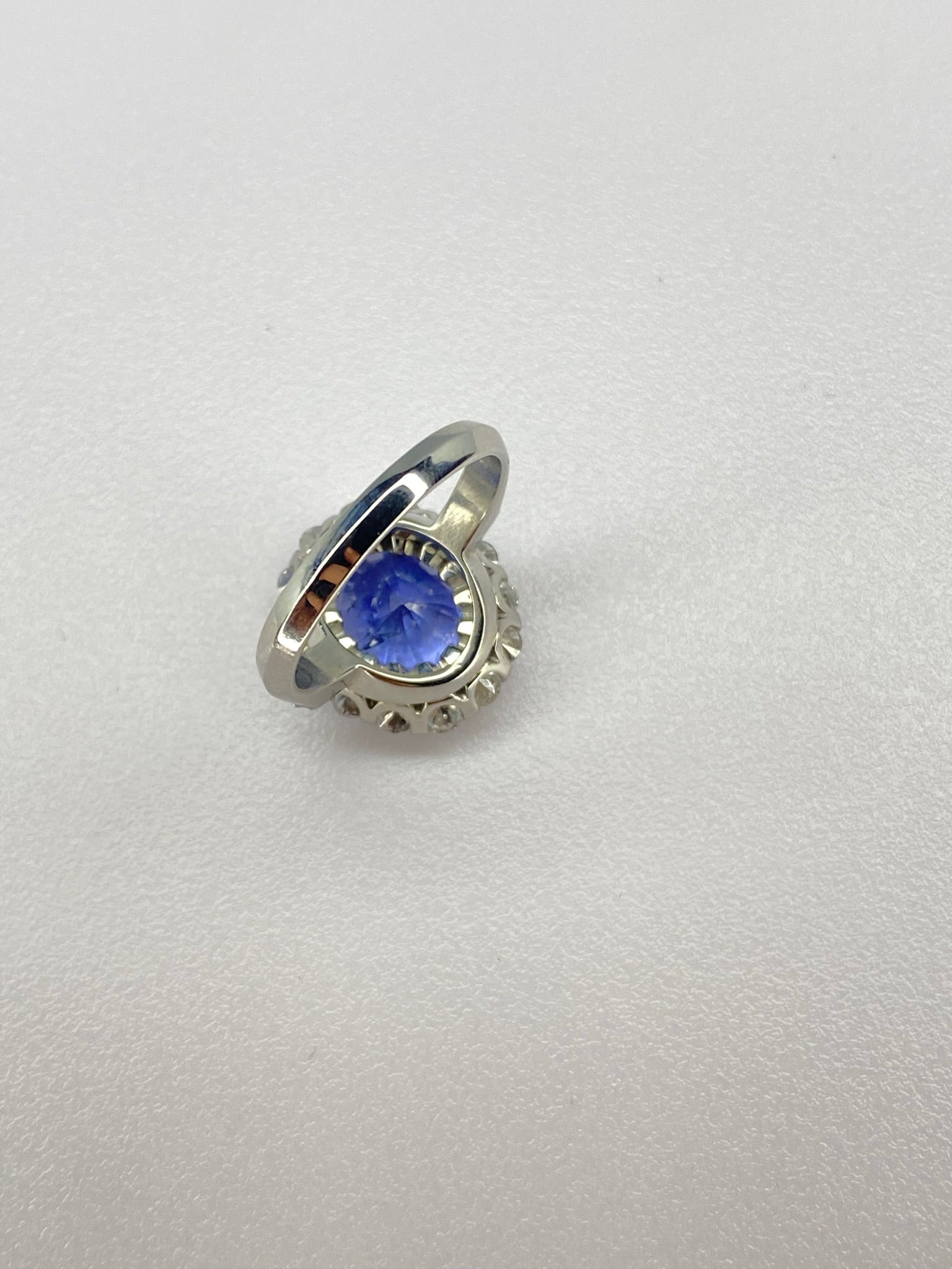4.39ct Sapphire & Diamond Cluster Ring | Platinum Vintage Statement Ring