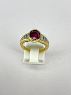 Vintage 1970s Ruby & Diamond 18ct Gold Ring