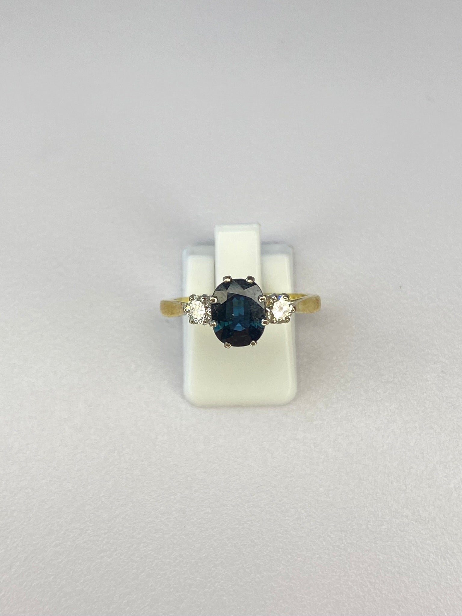 Sapphire & Diamond Three Stone Ring | 1.40ct Sapphire | 18ct Gold