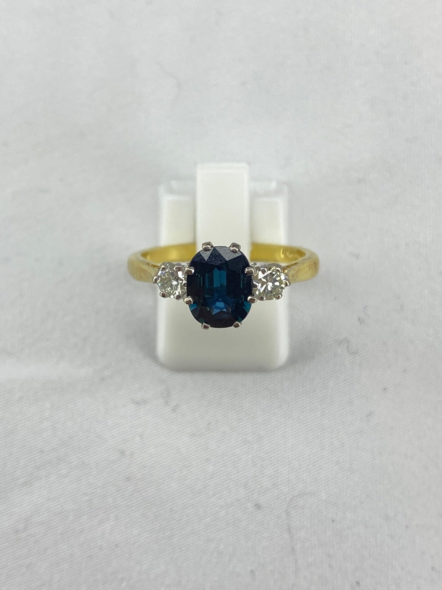 Sapphire & Diamond Three Stone Ring | 1.40ct Sapphire | 18ct Gold