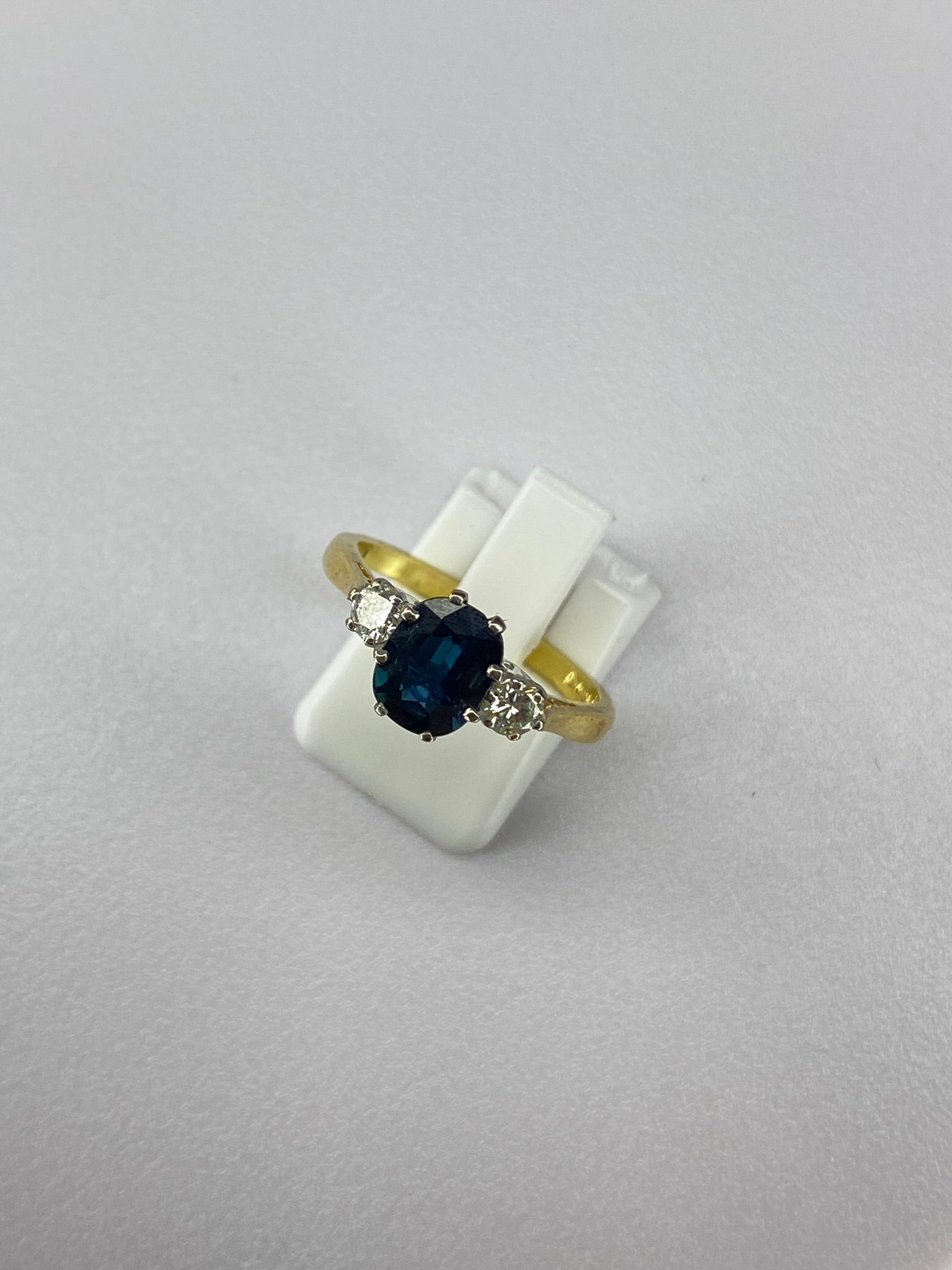 Sapphire & Diamond Three Stone Ring | 1.40ct Sapphire | 18ct Gold