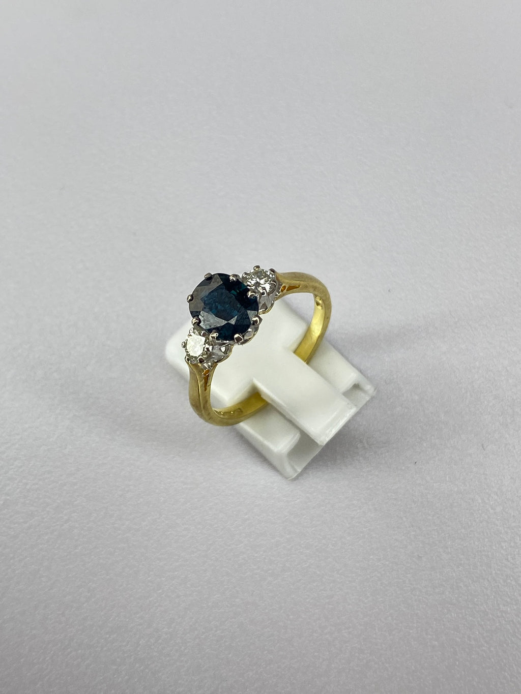 Sapphire & Diamond Three Stone Ring | 1.40ct Sapphire | 18ct Gold