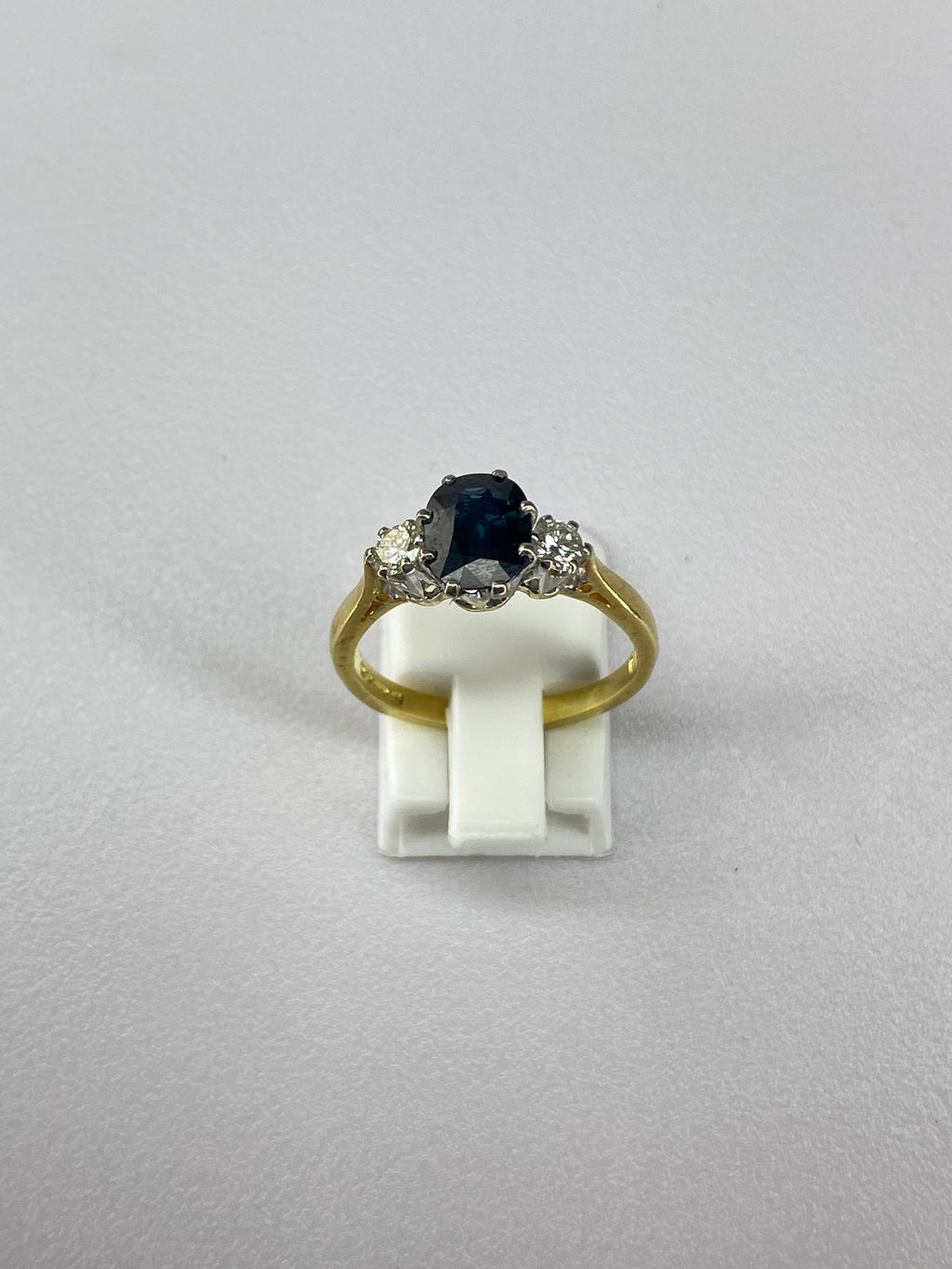 Sapphire & Diamond Three Stone Ring | 1.40ct Sapphire | 18ct Gold