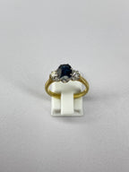 Sapphire & Diamond Three Stone Ring | 1.40ct Sapphire | 18ct Gold