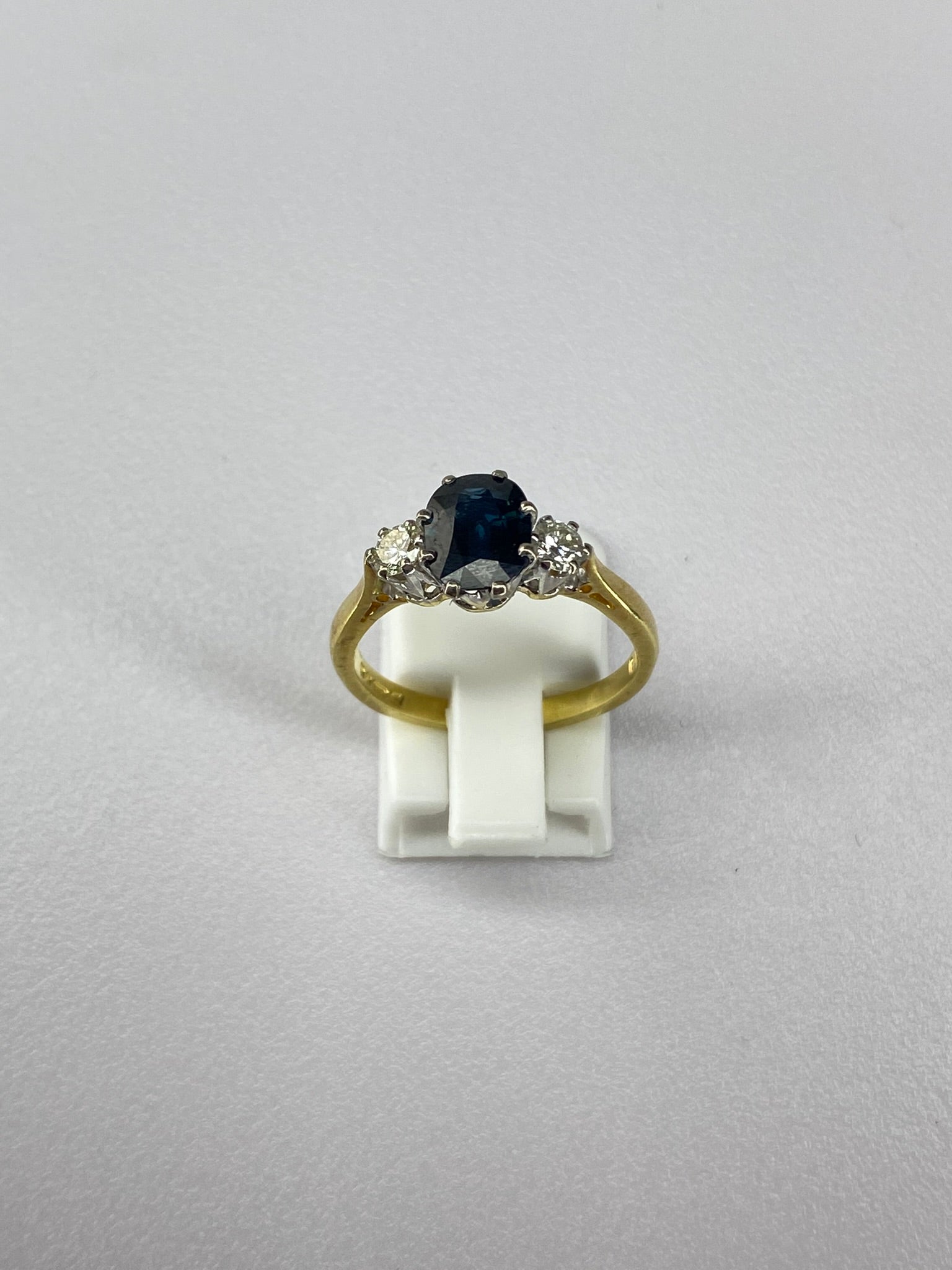 Sapphire & Diamond Three Stone Ring | 1.40ct Sapphire | 18ct Gold