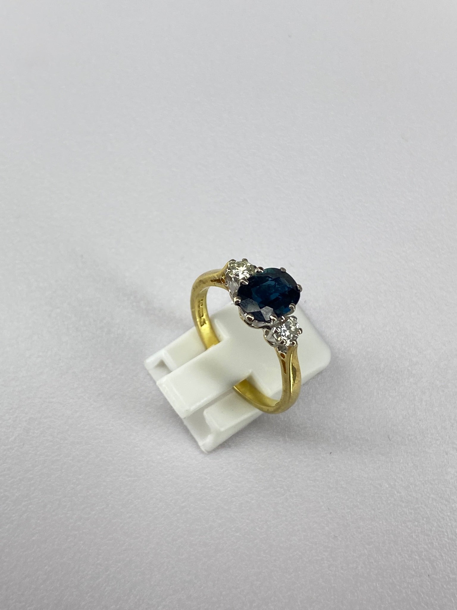 Sapphire & Diamond Three Stone Ring | 1.40ct Sapphire | 18ct Gold