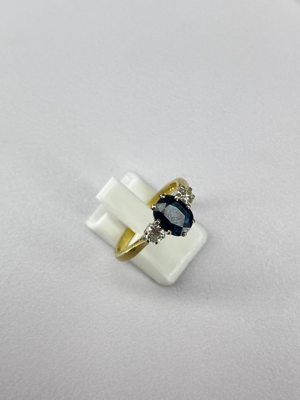 Sapphire & Diamond Three Stone Ring | 1.40ct Sapphire | 18ct Gold