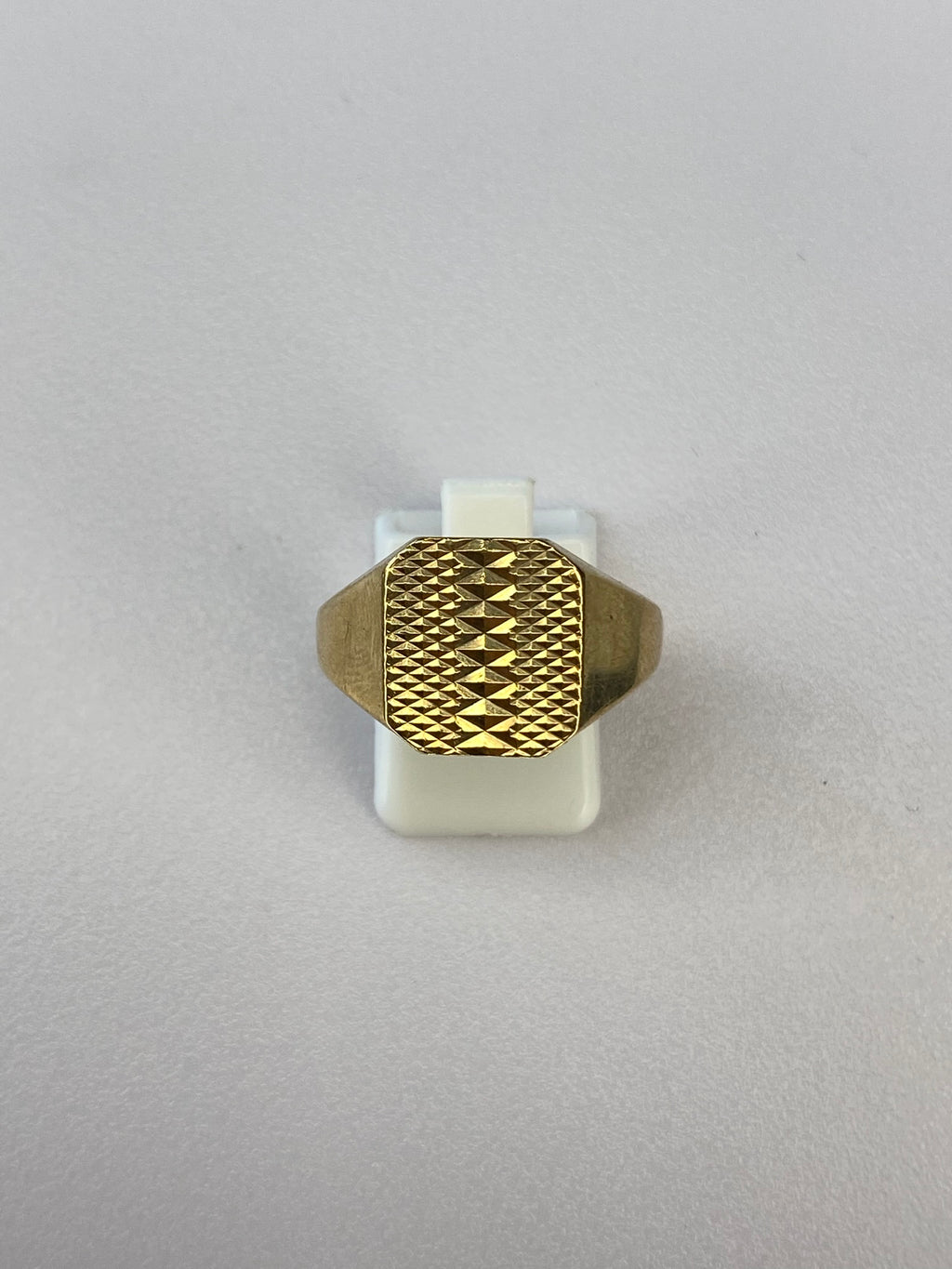 9K Yellow Gold Signet Ring – Classic Textured Face, Hallmarked