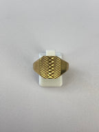 9K Yellow Gold Signet Ring – Classic Textured Face, Hallmarked