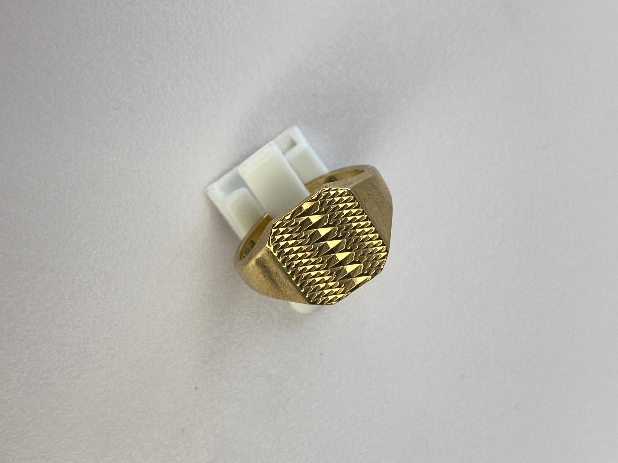 9K Yellow Gold Signet Ring – Classic Textured Face, Hallmarked