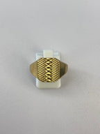 9K Yellow Gold Signet Ring – Classic Textured Face, Hallmarked