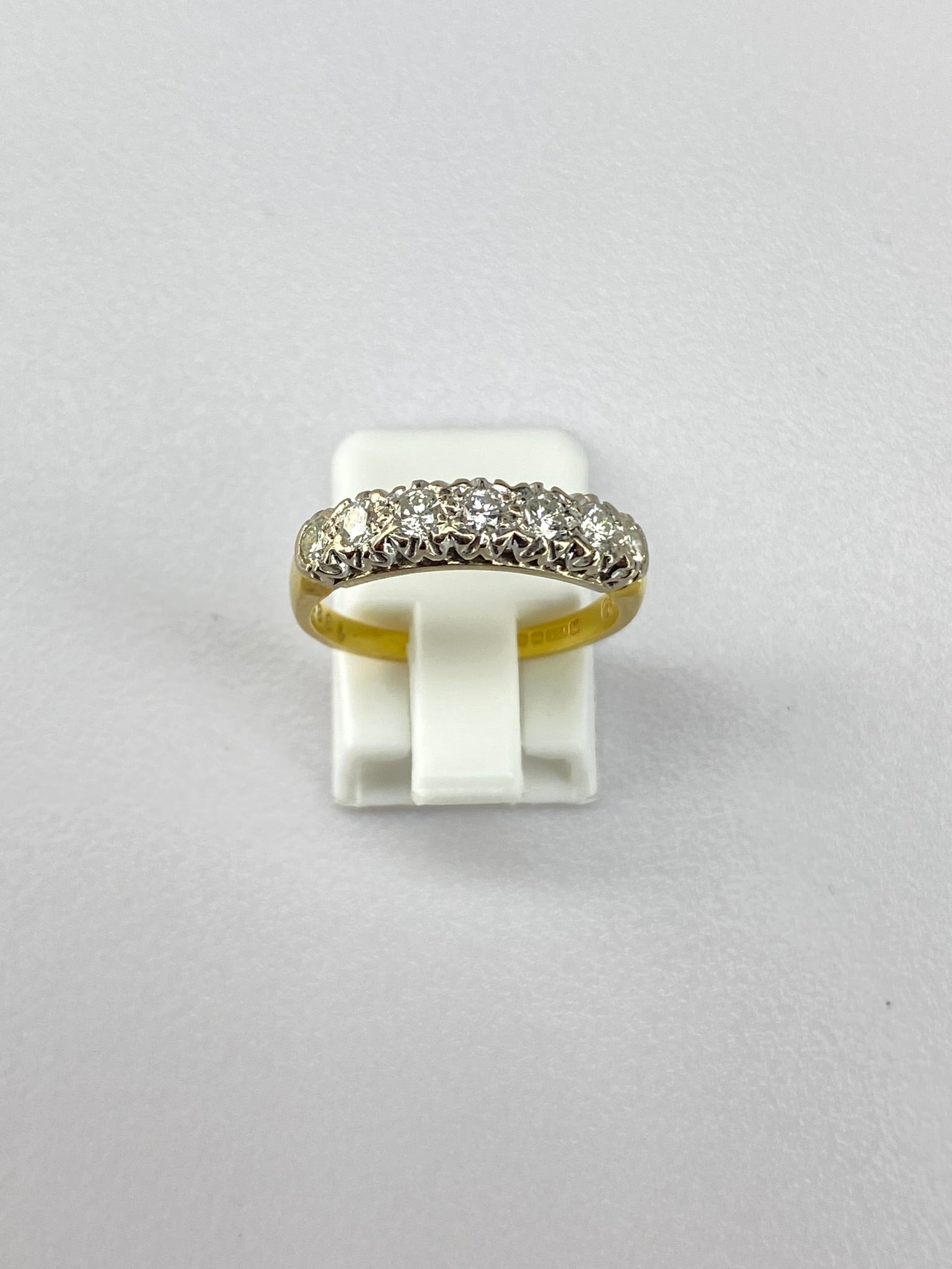 0.50ct Seven Stone Diamond Ring – 18K Yellow Gold, Birmingham Hallmarked, Size O