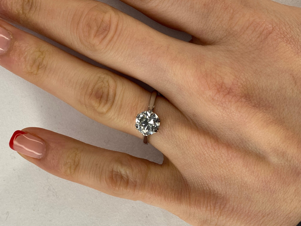 1.40ct Old European Cut Diamond Solitaire Engagement Ring Platinum G–H SI1