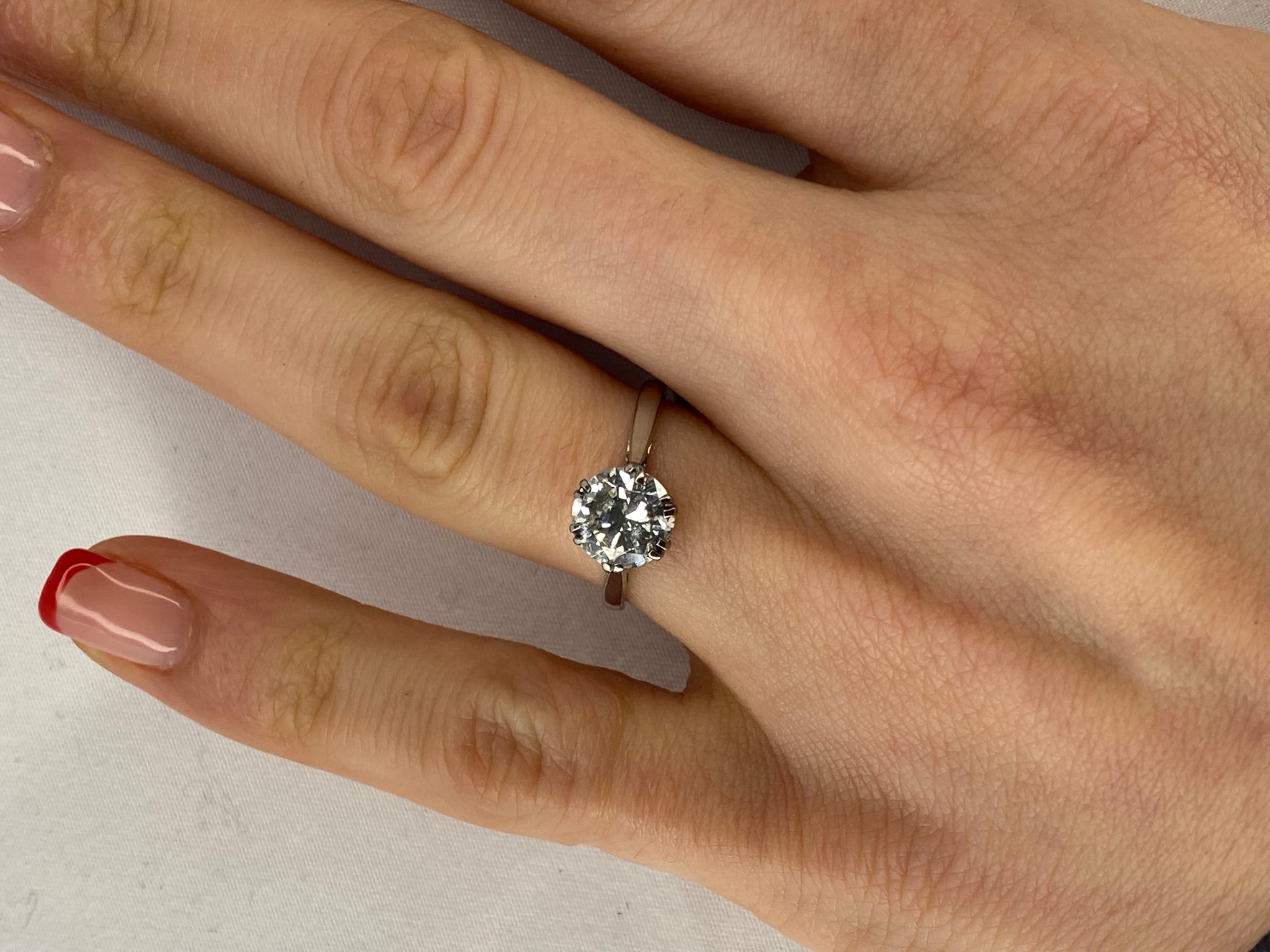 1.40ct Old European Cut Diamond Solitaire Engagement Ring Platinum G–H SI1