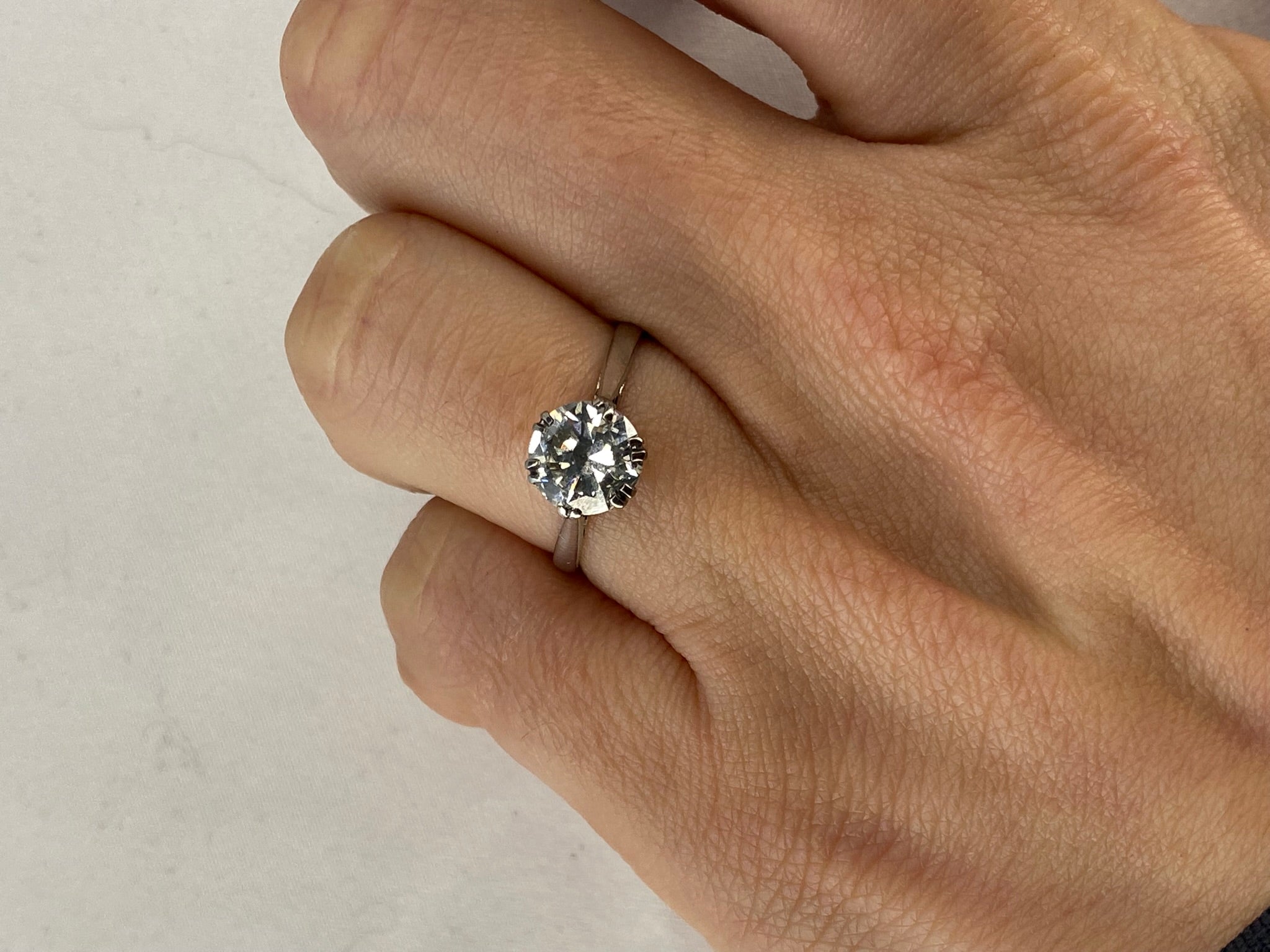 1.40ct Old European Cut Diamond Solitaire Engagement Ring Platinum G–H SI1