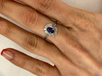 0.70ct Unheated Sapphire Diamond Halo Ring Platinum – Art Deco Style Vintage Sapphire Engagement Ring
