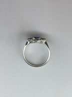 0.70ct Unheated Sapphire Diamond Halo Ring Platinum – Art Deco Style Vintage Sapphire Engagement Ring