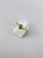 0.70ct Old Mine Cut Diamond Solitaire Ring – Antique Cut Diamond Engagement Ring in 18K Yellow Gold Size Q