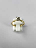 0.70ct Old Mine Cut Diamond Solitaire Ring – Antique Cut Diamond Engagement Ring in 18K Yellow Gold Size Q