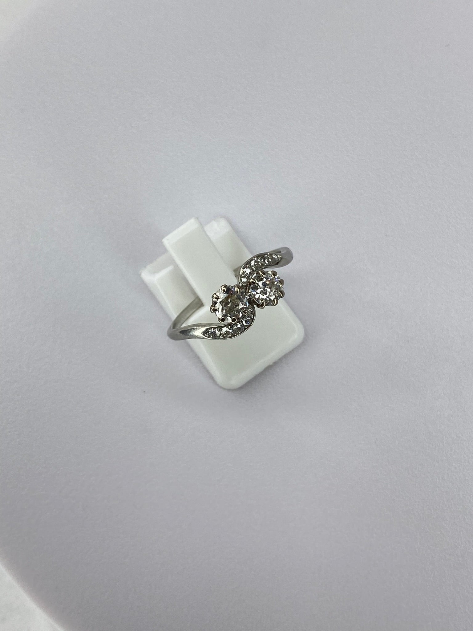 Antique Moi et Toi Diamond Ring | 0.80ct Old Mine Cut Platinum