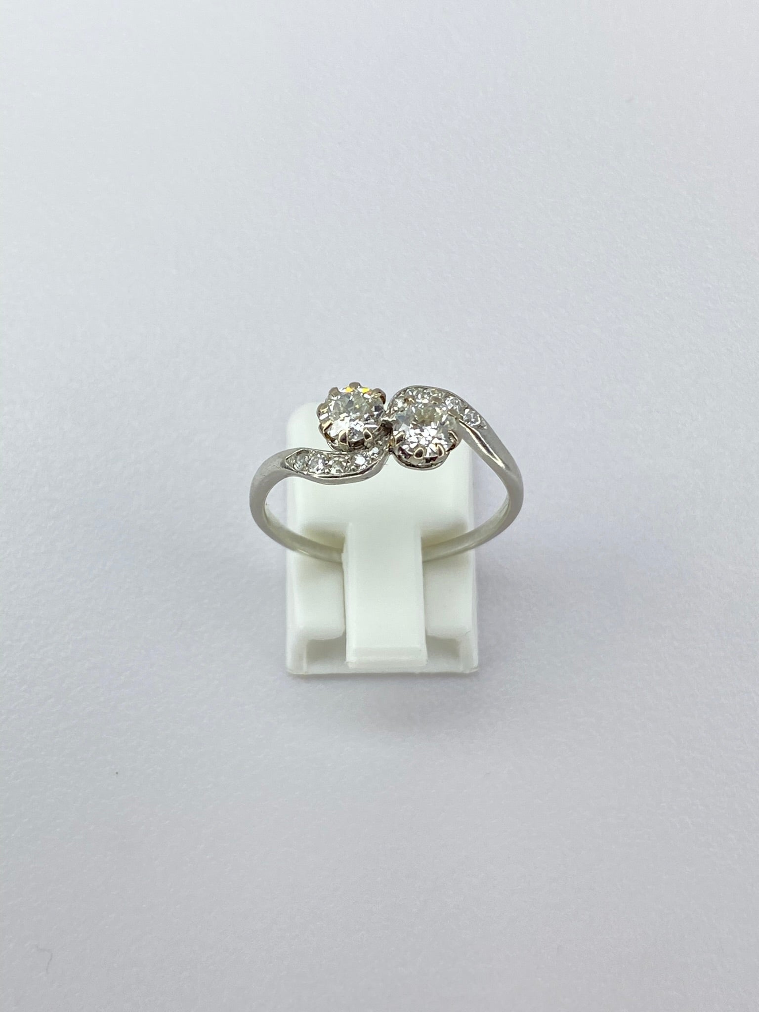 Antique Moi et Toi Diamond Ring | 0.80ct Old Mine Cut Platinum