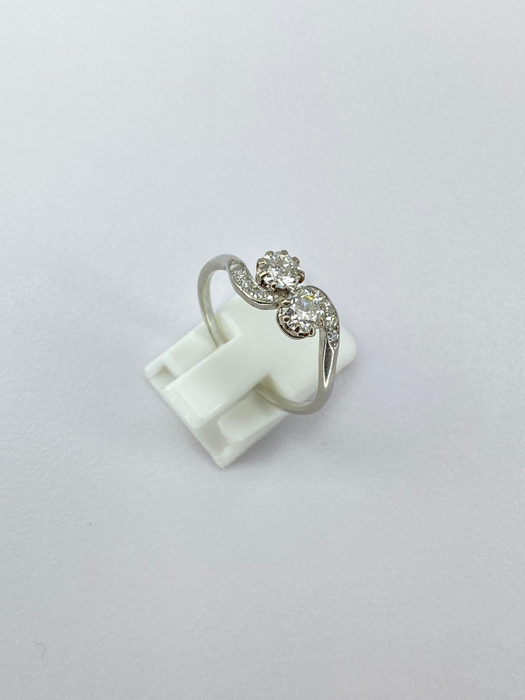 Antique Moi et Toi Diamond Ring | 0.80ct Old Mine Cut Platinum