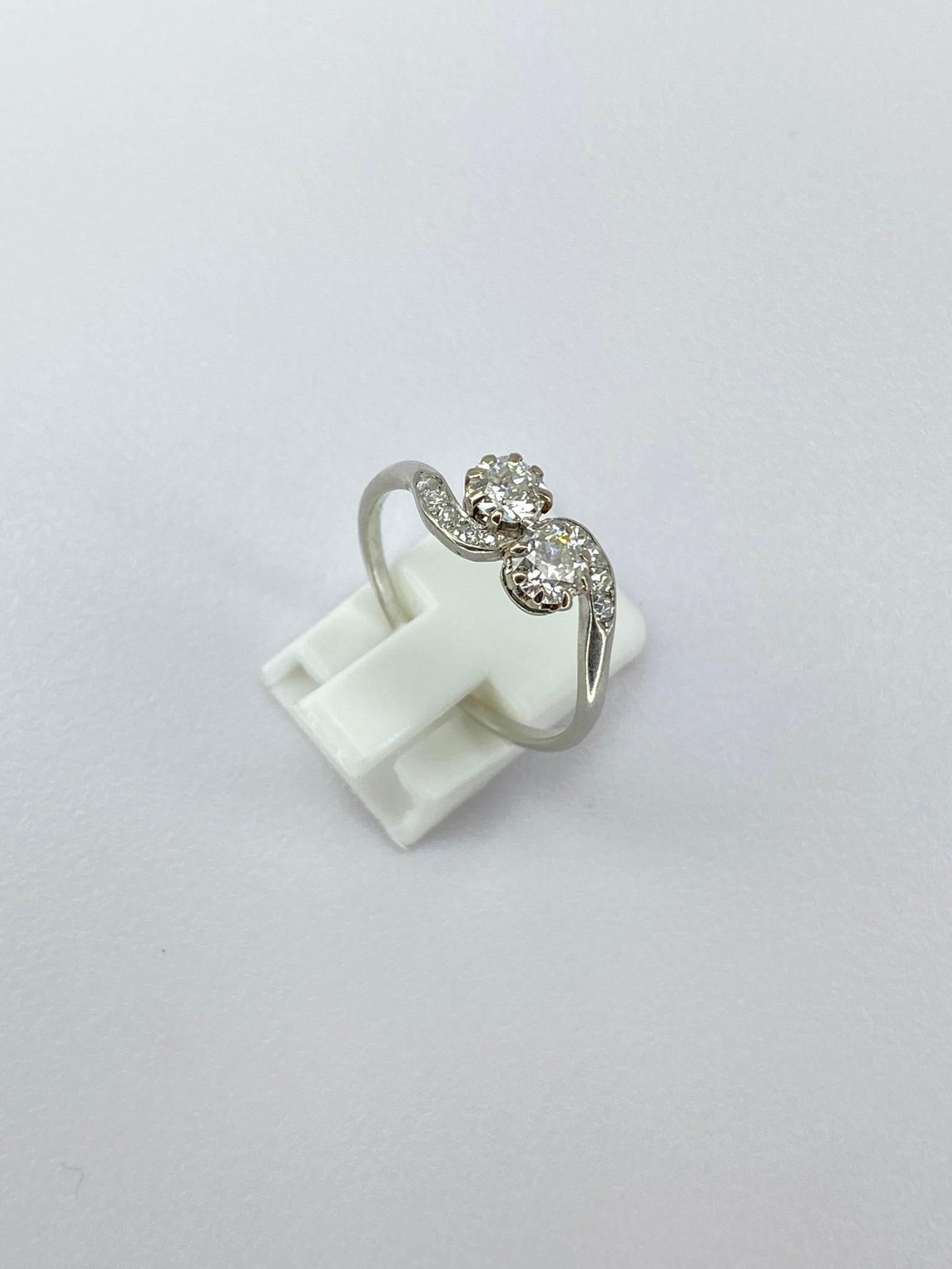 Antique Moi et Toi Diamond Ring | 0.80ct Old Mine Cut Platinum