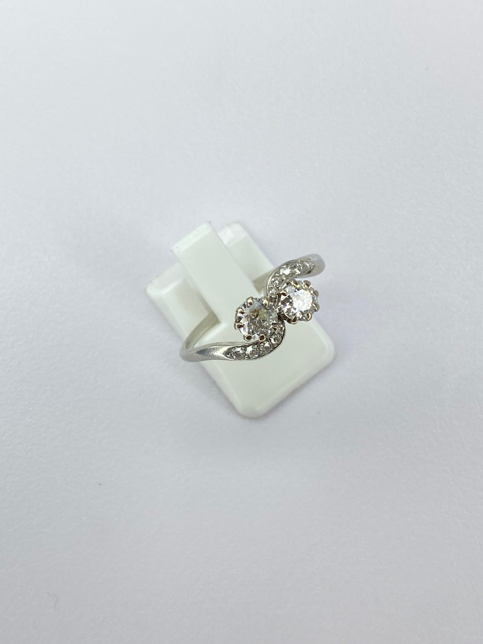 Antique Moi et Toi Diamond Ring | 0.80ct Old Mine Cut Platinum