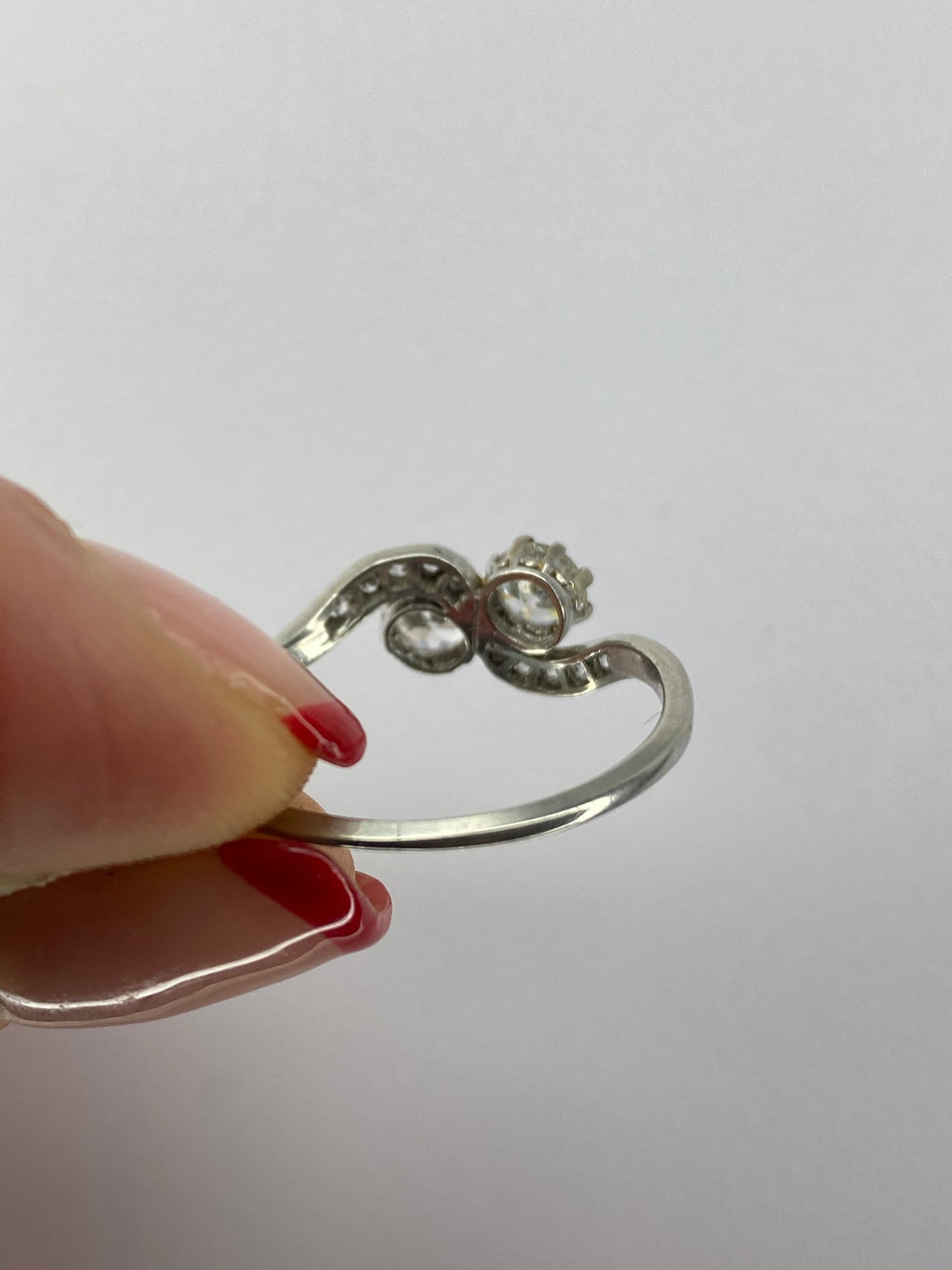 Antique Moi et Toi Diamond Ring | 0.80ct Old Mine Cut Platinum