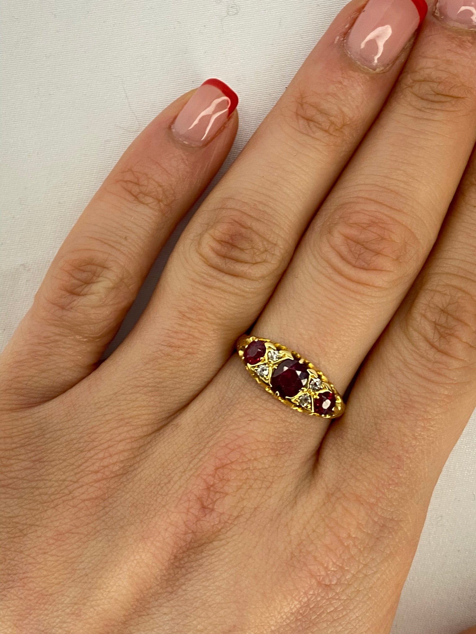 Victorian Ruby & Diamond Ring | 1.00ct Ruby | 18ct Yellow Gold