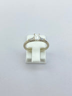 0.45ct Emerald Cut Diamond Three Stone Ring – 18KT Gold