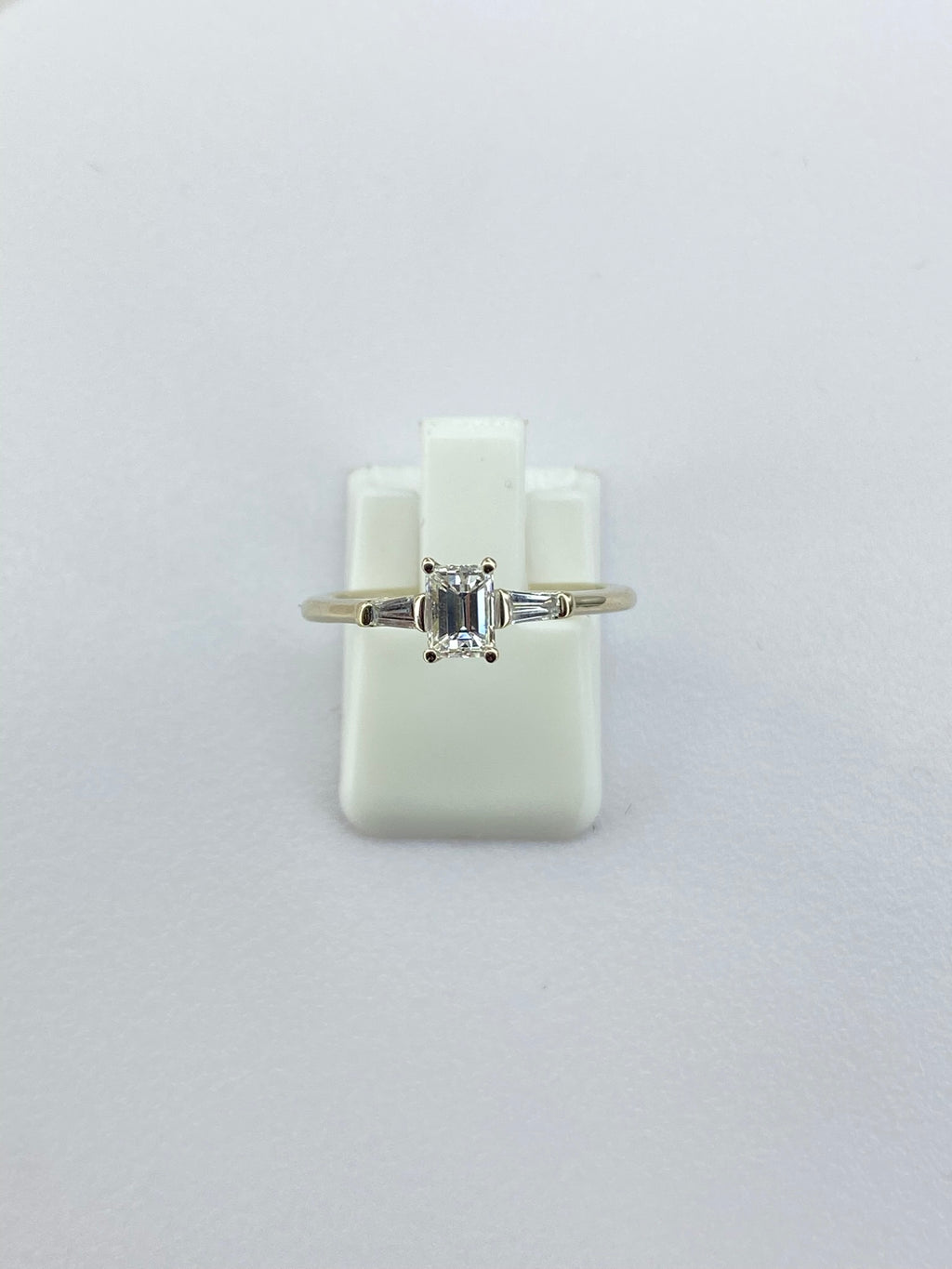 0.45ct Emerald Cut Diamond Three Stone Ring – 18KT Gold