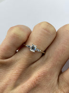 0.45ct Emerald Cut Diamond Three Stone Ring – 18KT Gold