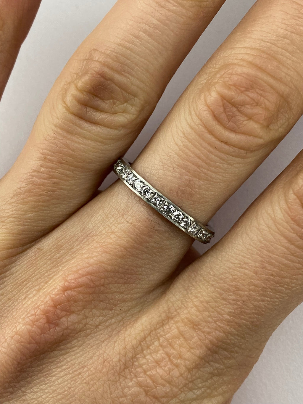 1.00ct Diamond Full Eternity Ring in Platinum – Round & Princess Cut, Size P