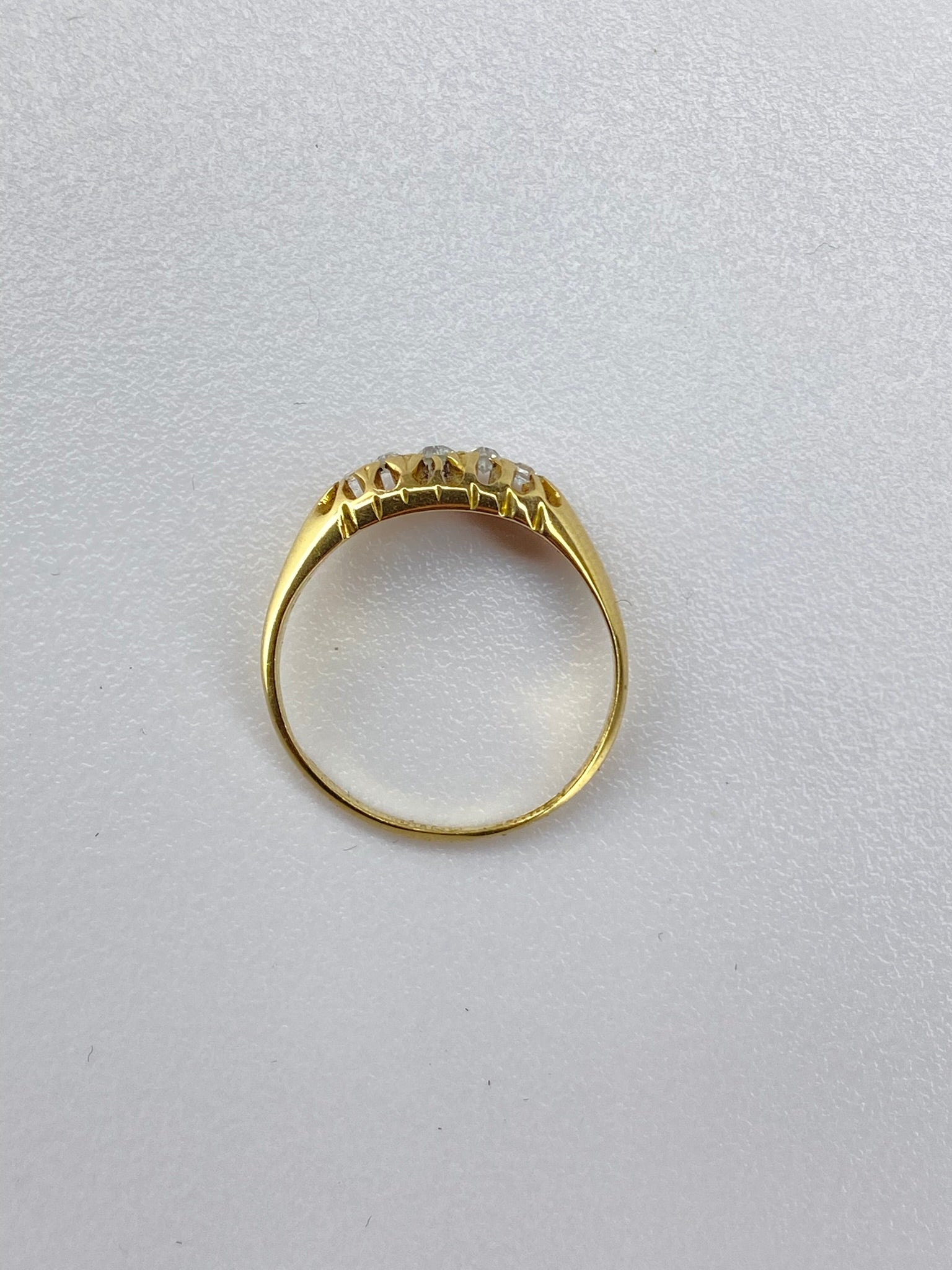 Victorian Five Stone Diamond Ring | 18K Yellow Gold Antique Band