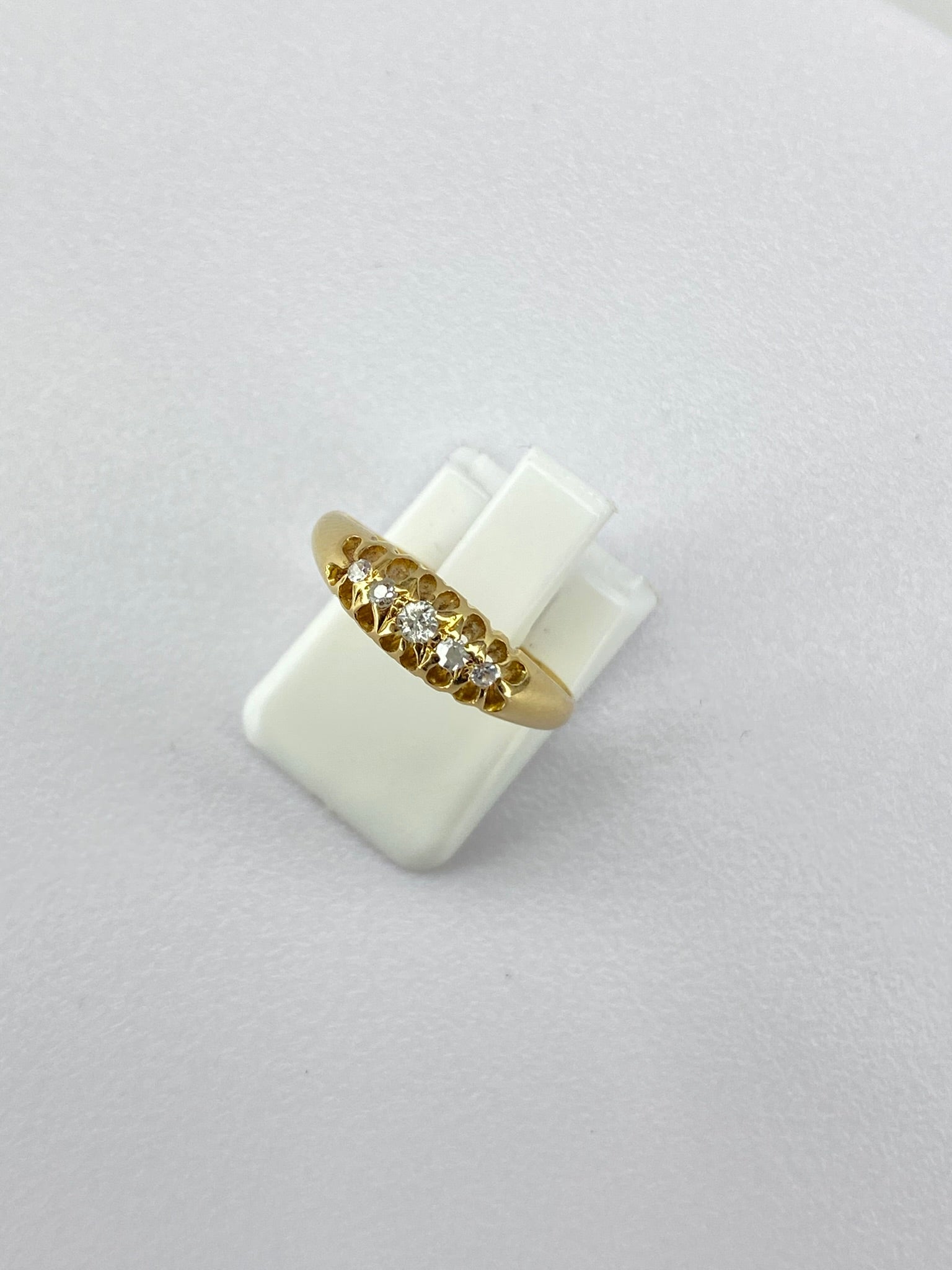 Victorian Five Stone Diamond Ring | 18K Yellow Gold Antique Band